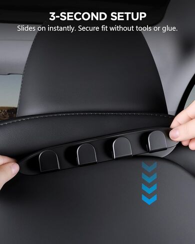 4-Pack Car Hooks for Tesla Model Y Juniper & Model 3 Highland Accessories 2026 2025, Retractable Glove Box Hanger & Rear Seat Clip, Interior Organizer for Handbag, Backpack, Grocery Bag in Saudi Arabia