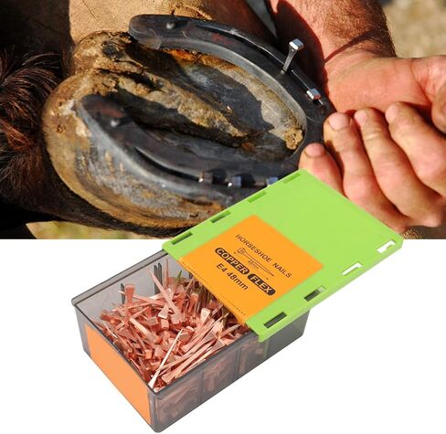 Jeanoko Copper Plated Horseshoe Nails, 250Pcs High Tensile Strength Horse Hoof Nails with Storage Box for Farrier, Horse Hoof Repair (E3) in Saudi Arabia