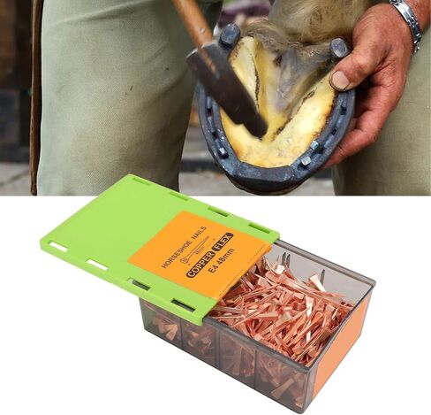 Jeanoko Copper Plated Horseshoe Nails, 250Pcs High Tensile Strength Horse Hoof Nails with Storage Box for Farrier, Horse Hoof Repair (E3) in Saudi Arabia
