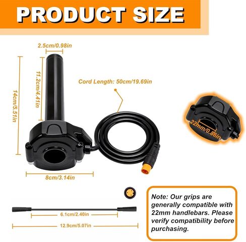 Full Twist Throttle for Macfox, 12V-72V Waterproof Quick Twist 3 Pin Ebike Throttle, Protecting for HappyRun Freego Heybike Electric Dirt Bike Scooter in Saudi Arabia