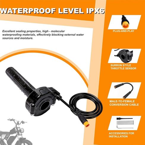 Full Twist Throttle for Macfox, 12V-72V Waterproof Quick Twist 3 Pin Ebike Throttle, Protecting for HappyRun Freego Heybike Electric Dirt Bike Scooter in Saudi Arabia