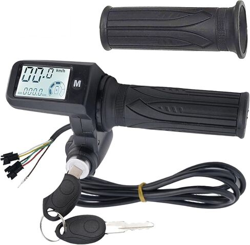 Full Twist Throttle, 6 Pin EBike Throttle 36V/48/60V, with LCD Speed Display, Key Switch, Electric Scooter Twist Grip for E-Bike, Motorcycle in Saudi Arabia