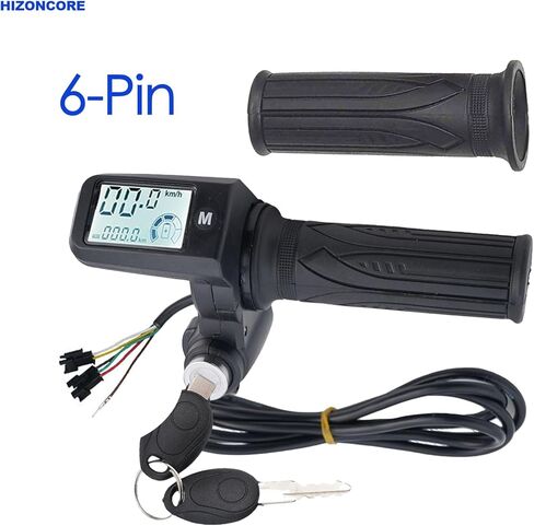 Full Twist Throttle, 6 Pin EBike Throttle 36V/48/60V, with LCD Speed Display, Key Switch, Electric Scooter Twist Grip for E-Bike, Motorcycle in Saudi Arabia