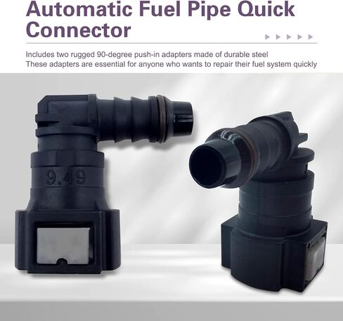 2PCS Fuel Line Quick Connector, OD9.49-ID8 90 Degree Elbow Fuel Lines Connector, Nylon Tubing Fuel Line Repair Kit with Seal Ring, Elbow Female to Hose Barb Straight Quick Plug for Most Cars in Kuwait
