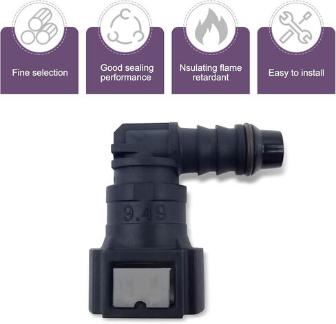 2PCS Fuel Line Quick Connector, OD9.49-ID8 90 Degree Elbow Fuel Lines Connector, Nylon Tubing Fuel Line Repair Kit with Seal Ring, Elbow Female to Hose Barb Straight Quick Plug for Most Cars in Kuwait