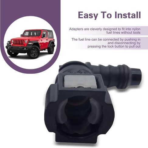 2PCS Fuel Line Quick Connector, OD9.49-ID8 90 Degree Elbow Fuel Lines Connector, Nylon Tubing Fuel Line Repair Kit with Seal Ring, Elbow Female to Hose Barb Straight Quick Plug for Most Cars in Kuwait