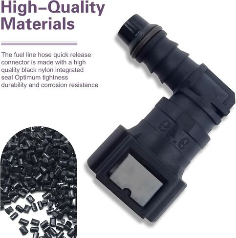 2PCS Fuel Line Quick Connector, OD9.49-ID8 90 Degree Elbow Fuel Lines Connector, Nylon Tubing Fuel Line Repair Kit with Seal Ring, Elbow Female to Hose Barb Straight Quick Plug for Most Cars in Kuwait