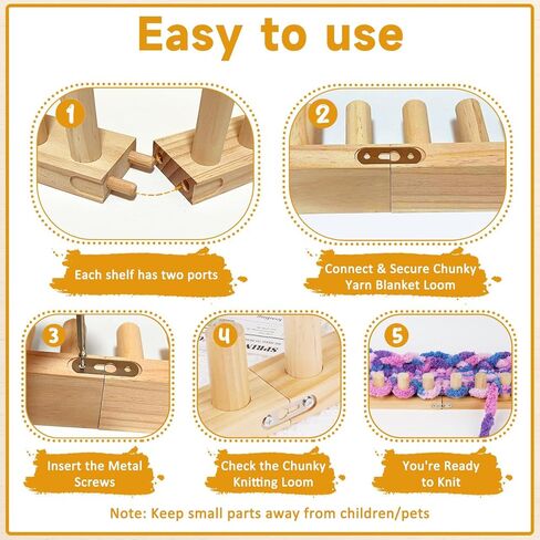 SAQVX 65" Chunky Blanket Loom - Extra Large Foldable Wood Frame - Adjustable DIY Hand Knitting Loom for Beginners - Portable Chunky Yarn Loom for 38 42 48 55 58 60 65 Inch - Relaxing Craft Gift in Saudi Arabia
