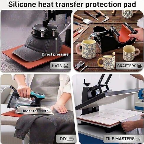 3 Pcs Silicone Heat Press Pad 4" x 8" Heat Resistant Mat for Hat Press, 3mm Thick Small Heat Press Mat for Sublimation, HTV Transfer Vinyl Ironing for Sleeves, Pockets & DIY Crafts, Red in Saudi Arabia