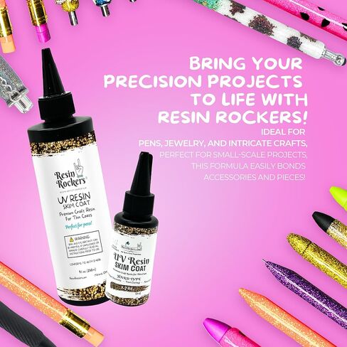 Resin Rockers Skim Coat UV Resin for Pen Making, Clear High Gloss Finish, Fast Curing, Non-Toxic, Anti-Yellowing, 60-120 Sec Cure Time, 24-54W UV Lamp Required, 100 g in Saudi Arabia