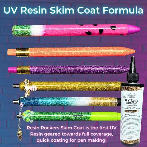 Resin Rockers Skim Coat UV Resin for Pen Making, Clear High Gloss Finish, Fast Curing, Non-Toxic, Anti-Yellowing, 60-120 Sec Cure Time, 24-54W UV Lamp Required, 100 g in Saudi Arabia