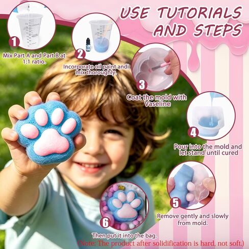 DTESL DIY Taba Squishy Making Kit 18OZ 1:1 AB Liquid Silicone with 6 Molds Cheese Hamster/Sitting Hamster/Mold Cat Claw/Rabbit/Cat/Strawberry Color Paste, Flocking Powder,Gifts Party Favors in Saudi Arabia
