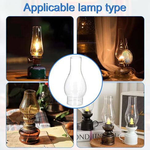 Oil Lamp Chimney, Kerosene Lampshade, 2 Inch Base for Oil Lamp Chimney, 1/2 Inch Clear Glass Crimped Top Chimney for Oil and Kerosene Style Lamps Vintage Lamp Shades Oil Lamp Chimney Glass Oil Crown in Saudi Arabia