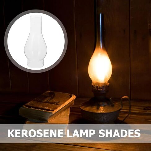 Oil Lamp Chimney, Kerosene Lampshade, 2 Inch Base for Oil Lamp Chimney, 1/2 Inch Clear Glass Crimped Top Chimney for Oil and Kerosene Style Lamps Vintage Lamp Shades Oil Lamp Chimney Glass Oil Crown in Saudi Arabia