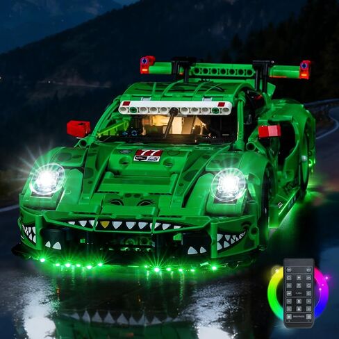 إضاءة LED متوافقة مع سيارة السباق Lego 42224 Porsche 911 GT3 R Rexy AO - مصابيح فقط، مجموعة إضاءة متوافقة مع سيارة السباق Lego 42224 Technic، غير متضمنة النموذج in Kuwait