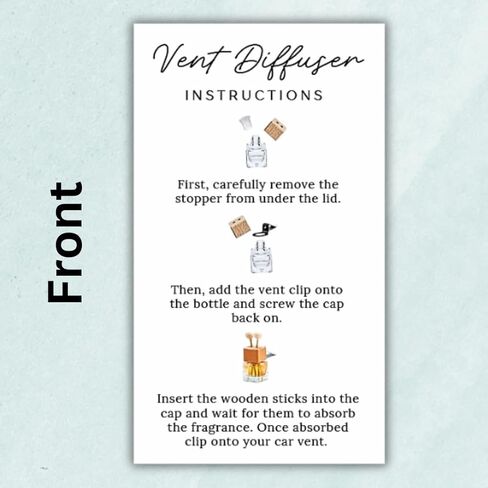 Car Vent Wood Diffuser Care Card | 50 Pack | 2x3.5 inch | Vent Clip Reed Oil Diffuser Bottles | Vent Diffuser Instructions LEES A.M. in Saudi Arabia