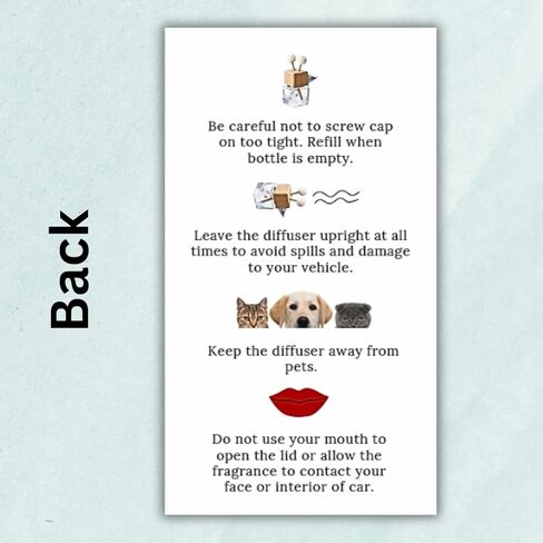 Car Vent Wood Diffuser Care Card | 50 Pack | 2x3.5 inch | Vent Clip Reed Oil Diffuser Bottles | Vent Diffuser Instructions LEES A.M. in Saudi Arabia