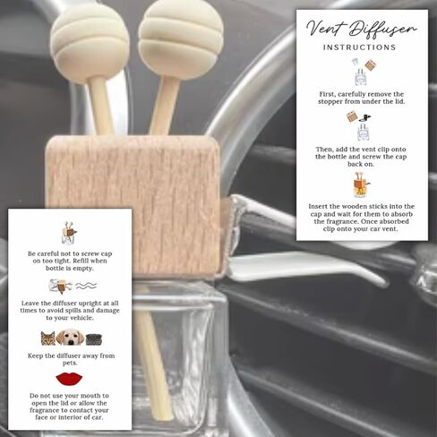 Car Vent Wood Diffuser Care Card | 50 Pack | 2x3.5 inch | Vent Clip Reed Oil Diffuser Bottles | Vent Diffuser Instructions LEES A.M. in Saudi Arabia