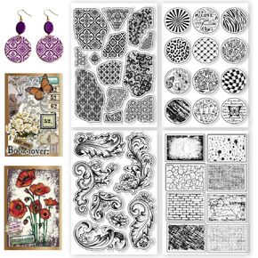 4 Sheets 4 Styles Vintage Candles Pattern Clear Stamps Vintage Crowns Silicone Stamp Seal Transparent Stamps for DIY Scrapbooking and Card Making Paper Craft Decor, 6.3x4.3 Inch in Saudi Arabia