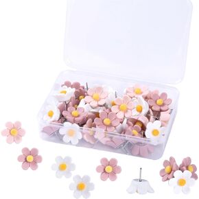 50 Pcs 0.79in*0.71in Cute Pink Push Pins, Decorative Cork Board Pushpins Floret Wall Thumb Tacks, Small Flower Thumb Practical Tacks for Office/Home，DIY Decorations in Saudi Arabia