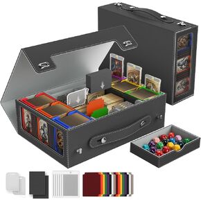 Cortile Commander Deck Box for MTG, Modular 9-in-1 Card Storage Box with 6-Deck Card Case, 2-Row Deck Case and Dice Tray Fits 1400+ Double-sleeved Cards with Alloy Lock for TCG/EDH, Multicolour in Saudi Arabia