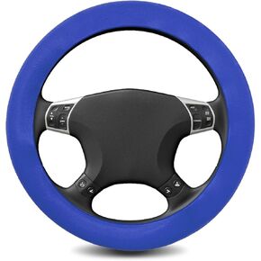 Silicone Steering Wheel Cover - Thicker Universal Stretchy & Anti-Slip Grips, Universal Fit 14"-16" Silicone Steering Wheel Protector for Men and Women, Car Interior Accessory (Black) in Saudi Arabia