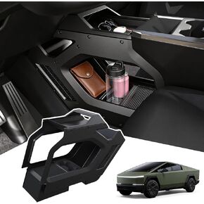 منظم وحدة التحكم المركزية متوافق مع Tesla Cybertruck 2023-2025، صينية تخزين مزدوجة الطبقة، حل تخزين وحدة التحكم الداخلية (أسود) in Kuwait