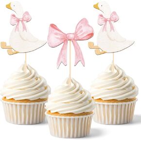 AceOrbit 36 Pcs Pink Silly Goose Cupcake Toppers Silly Goose Baby Shower Birthday Decorations Party Supplies for Cake Decorations Girls Birthday Party Supplies in Saudi Arabia