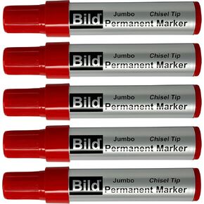 Bild Jumbo Permanent Markers, Chisel Tip, Red, Waterproof Quick-Drying Ink, Extra Large Thick Wide Tip for Cardboard, Posters, Shipping Boxes (Red) in Saudi Arabia