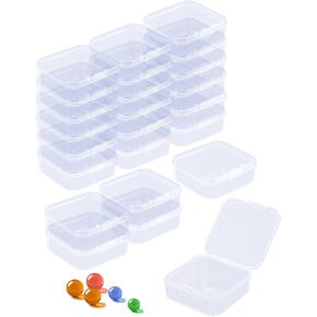 Small Plastic Case, 24 Pack Clear Plastic Beads Storage Containers Clear Craft Storage Boxes Mini Storage Containers For Small Items, Crafts, Jewelry, Hardware (3 x 3 x 1.2 inches) in Saudi Arabia