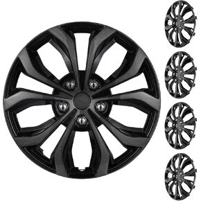 17 Inch Universal Hubcaps, Grey & Black Snap-On Wheel Covers, Compatible with Most Standard Steel Wheels, Cars Sedans & SUV, Set of 4 (Grey and Black) in Saudi Arabia
