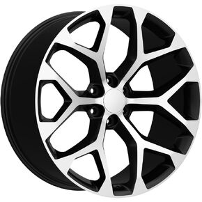 Replica 177BM New Snowflake 20x9 6x5.5" +24mm Black/Machined Wheel Rim 20" Inch in Saudi Arabia