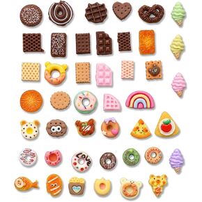 RAHHLIZS 60 PCS Food Themed Resin Charms Slime Charms Cute Set, Mixed Lot Mini Food Charm for DIY Handicrafts, Decorations, Hairpins, Scrapbook, Decorations in Saudi Arabia