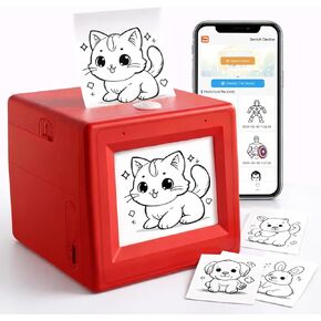 AI Smart Voice Sticker Printer Box, Smart Thermal Sticker Printer with Voice Control & Display, Inkless Portable Mini Printer for DIY, Study & Creative Fun, Includes 5 Rolls of Paper in Saudi Arabia