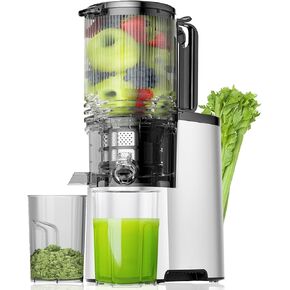 Cold Press Juicer, 5.8" Wide Feed Chute Juice Extractor Machine with 400W, High Juice Yield, Slow Masticating Juicer for Whole Vegetables & Fruits, Textured black in Saudi Arabia