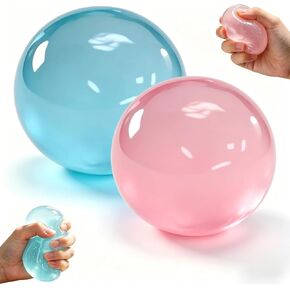 2 Pack Coconut Oil Stress Ball - Slow Rising Squishy Toy, Odorless & Non-Sticky, Easy to Clean, for Stress Relief & Focus Improvement, Gift for Adult (Blue+Pink) in Kuwait