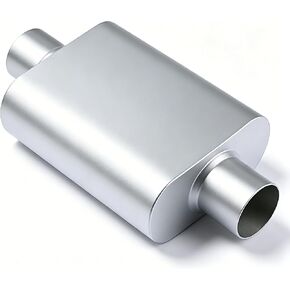 Universal Dual-Chamber Exhaust Muffler, 2.5 Inch Inlet and Outlet, 17 inch Silver Aluminized Steel,Deep Tone Muffler for Cars, Trucks and SUVs in Saudi Arabia