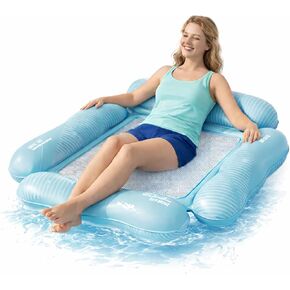 Pool Float with Mesh Seat, 4-Side Support Inflatable Pool Lounge, Stable Non-Tip Float for Adults, Comfortable Water Hammock for Pool & Beach in Saudi Arabia
