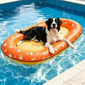 55'' x 35'' Inflatable Dog Pool Float for Small Medium Large Dogs, Scratch Resistant Pet Raft for Lake, River & Pool, Puppy Swimming Float in Saudi Arabia