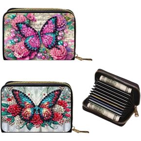 DDGYP 2PCS DIY Diamond Painting Wallet Making Kit, Butterfly Diamond Art Credit Card Holder Kit, PU Leather Zipper Card Case Craft Set in Kuwait