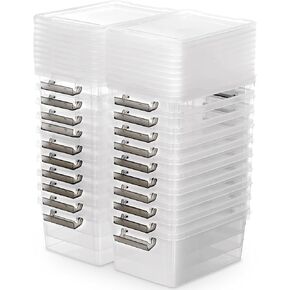 Citylife 1.3 QT 10 Pack Small Storage Bins Plastic Storage Container Stackable Box with Lids for Organizing, Clear White in Saudi Arabia