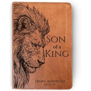 Personalized ESV RVR Bilingual Bible, Son of a King Lion Design, Custom Engraved Name, Christian Gift, Baptism Gift, Bible Gift for Him in Saudi Arabia