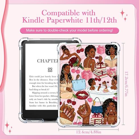 بطاقات إدراج Rngmsi لحافظة شفافة - 8 قطع من بطاقات الصلاة للنساء السود المتوافقة مع Kindle Paperwhite من 11 إلى 12، 50 قطعة من الملصقات الملهمة التحفيزية للقارئ الإلكتروني غطاء خلفي شفاف in Kuwait
