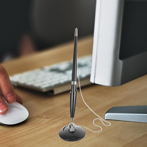 Yardwe Multi-function Ballpoint Pen with Fixed Stand and Chain Desktop Signature Writing Pen Set of 3 Black Plastic Office Business in Kuwait