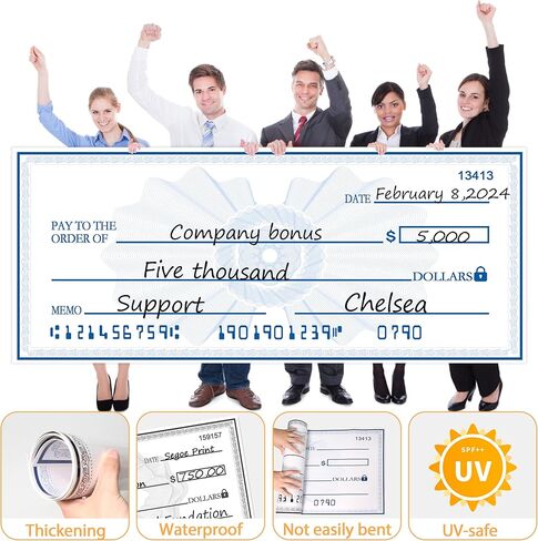 Giant Check | Large Fake Check Award For Presentations, Big Checks For Presentations, Oversized Dry Erase Blank Checks For Presentation - 40 x 16 in Saudi Arabia