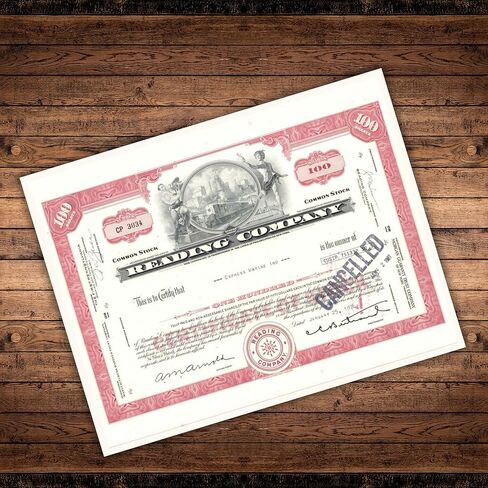 Railroad Stock Certificate of Ownership 6pk on Linen 8.5x11" Vintage Reproductions Old Rare Vignettes Reading Union Pacific Value Collectors Items in Kuwait