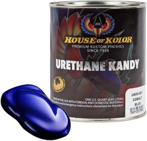 House of Kolor Urethane Kandy Color Transparent Candy Coat Automotive Paint, Compatible with HOK Base Coats, Clear Coats, 1 Quart - Cobalt Blue in Kuwait