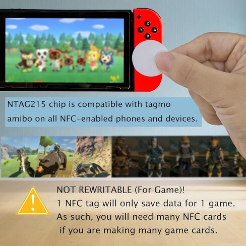 50pcs NFC 215 Tags Stickers, Blank Rewritable NTAG215, Game Character Cards with Adhesive Back, 504 Bytes Memory Compatible with TagMo & NFC Enabled Smart Phones Devices, (25 mm/ 1 Inch) in Saudi Arabia