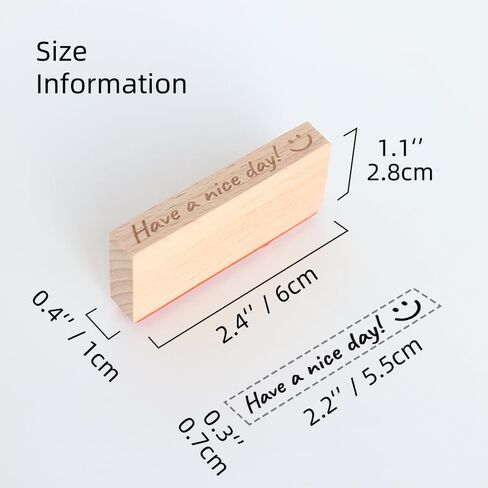 Have a Nice Day Script Wood Rubber Stamp with Smile Face, Decorative Wooden Stamp for Greeting Cards,Thank You Notes, Planner Decoration, Scrapbooking & Envelopes, 2.2'' x 0.3'' Impression Size in Saudi Arabia