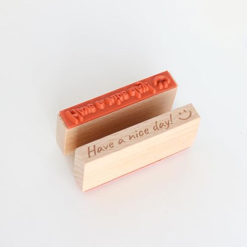 Have a Nice Day Script Wood Rubber Stamp with Smile Face, Decorative Wooden Stamp for Greeting Cards,Thank You Notes, Planner Decoration, Scrapbooking & Envelopes, 2.2'' x 0.3'' Impression Size in Saudi Arabia